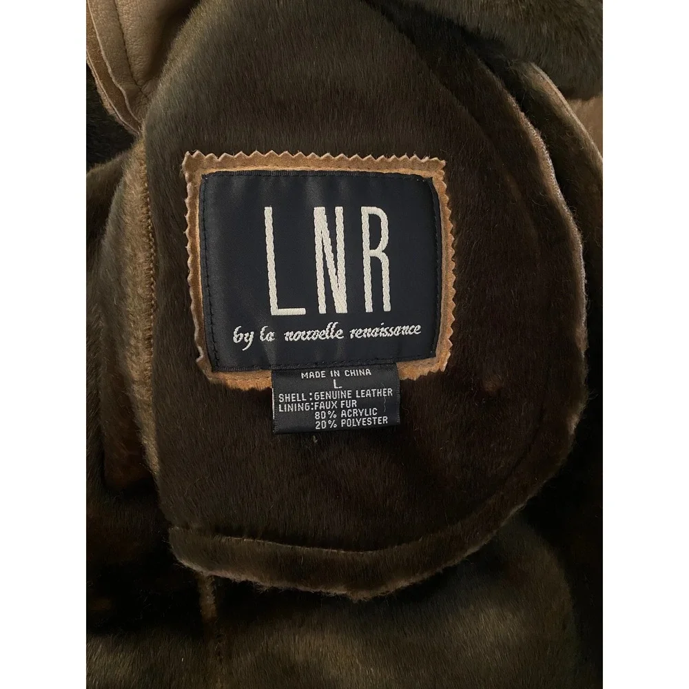 LNR‎ La Nouvelle Renaissance Jacket Sz L Tan Suede Faux Fur Shearling Penny Lane
